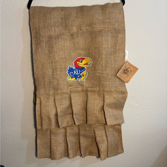 Burlap University of Kansas Jayhawk Runner 90 in by 16.5 in - Picture 1 of 5